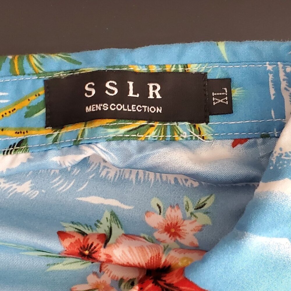 SSLR Mens XL Collection Hawaiian Flamingo Print Button-Up Shirt Polyester - Picture 3 of 9
